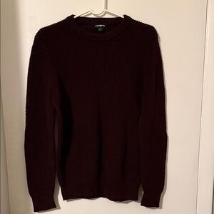 Express Men's Deep Burgundy Crewneck Sweater